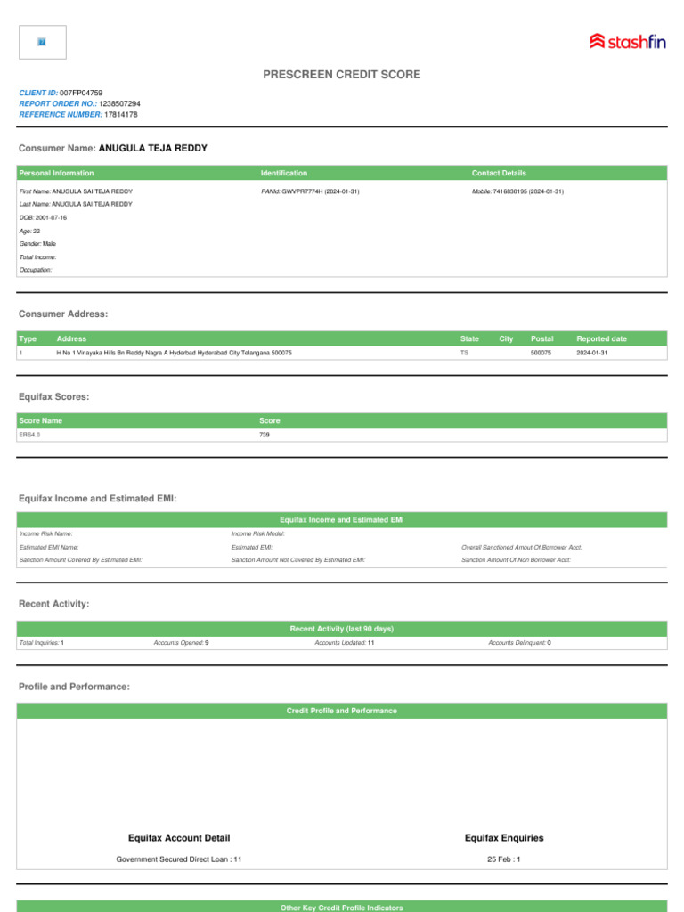 Prescreen Credit Score Report | PDF | Loans | Credit