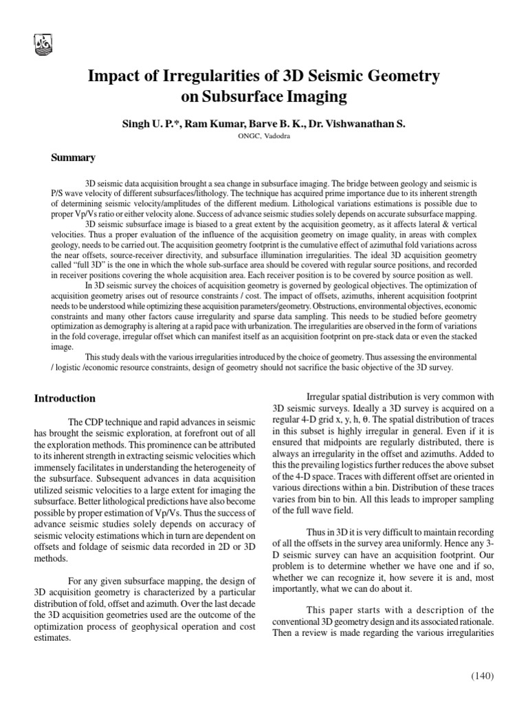 3D Seismic Geometry's Impact on Imaging | PDF | Reflection Seismology ...