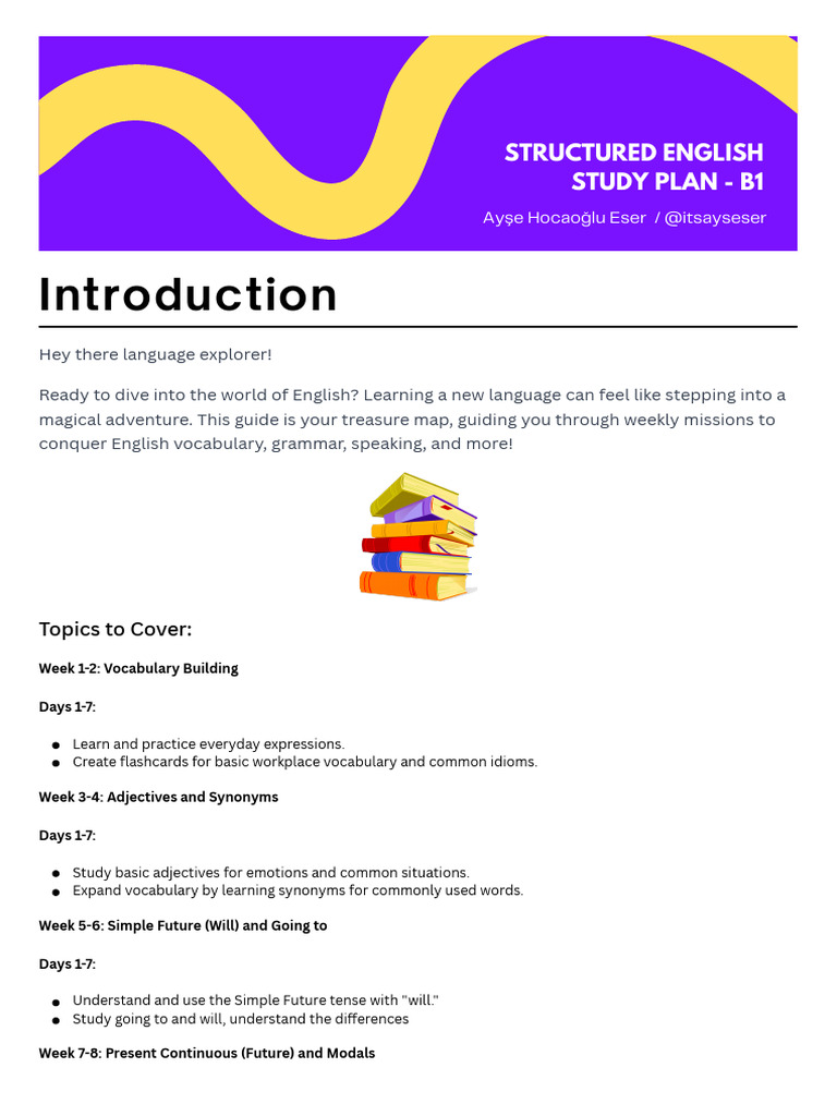 B1 Structured English Study Plan | PDF | Vocabulary | English Language