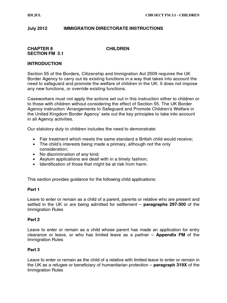 UK Immigration Guidance for Children | PDF | Government And Personhood ...