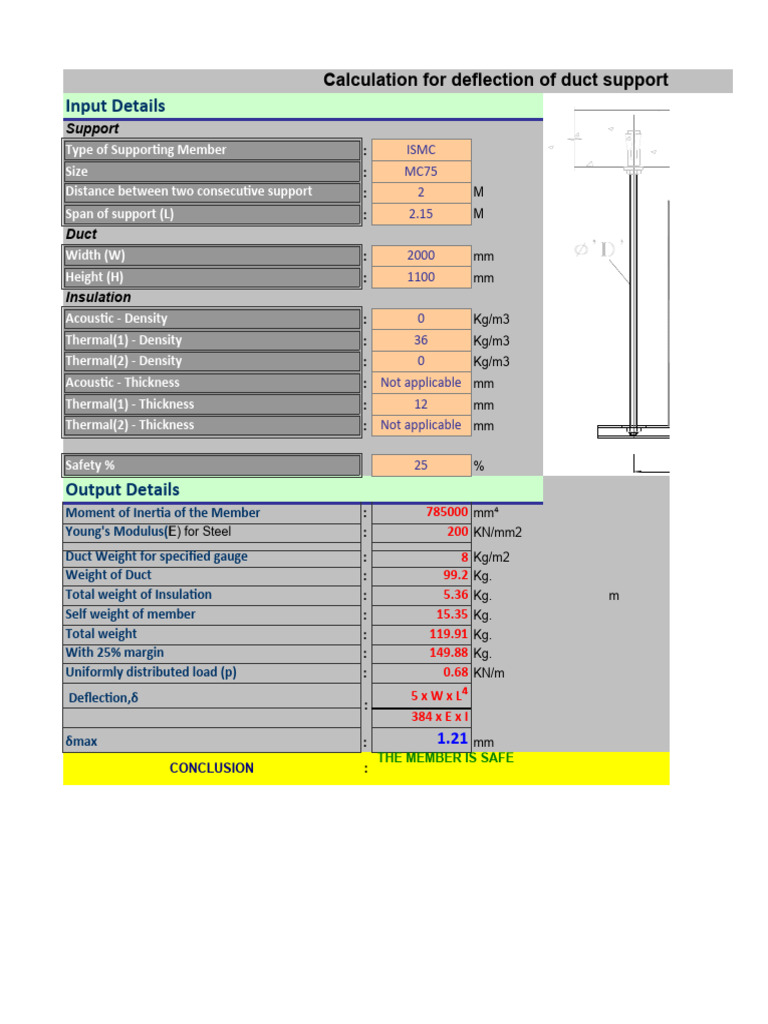 Duct and Pipe Support Deflection Calculations | PDF | Thermal ...
