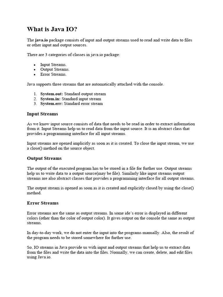 CH 4. Exploring Java - Io | PDF | Method (Computer Programming) | Class ...