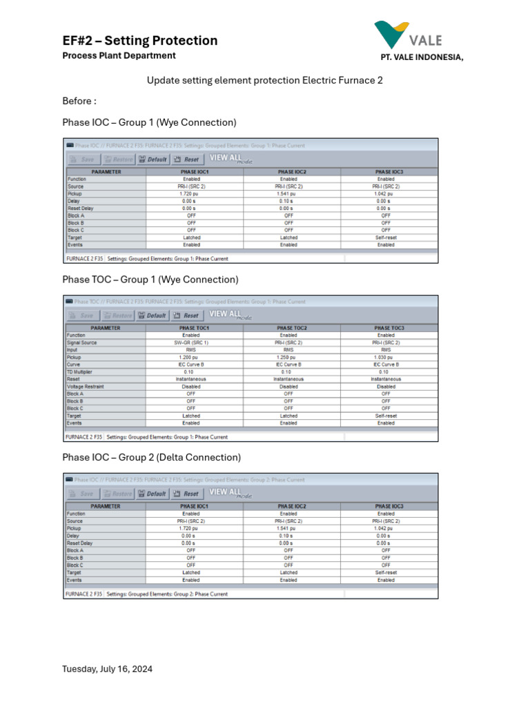 Update Setting Element Protection EF#2 - 16 July 2024 | PDF