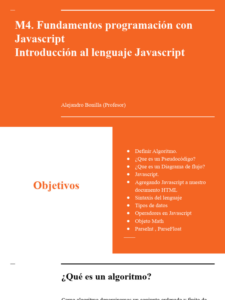 M4. Programación Con Javascript (Intro Javascript) | PDF | Algoritmos ...