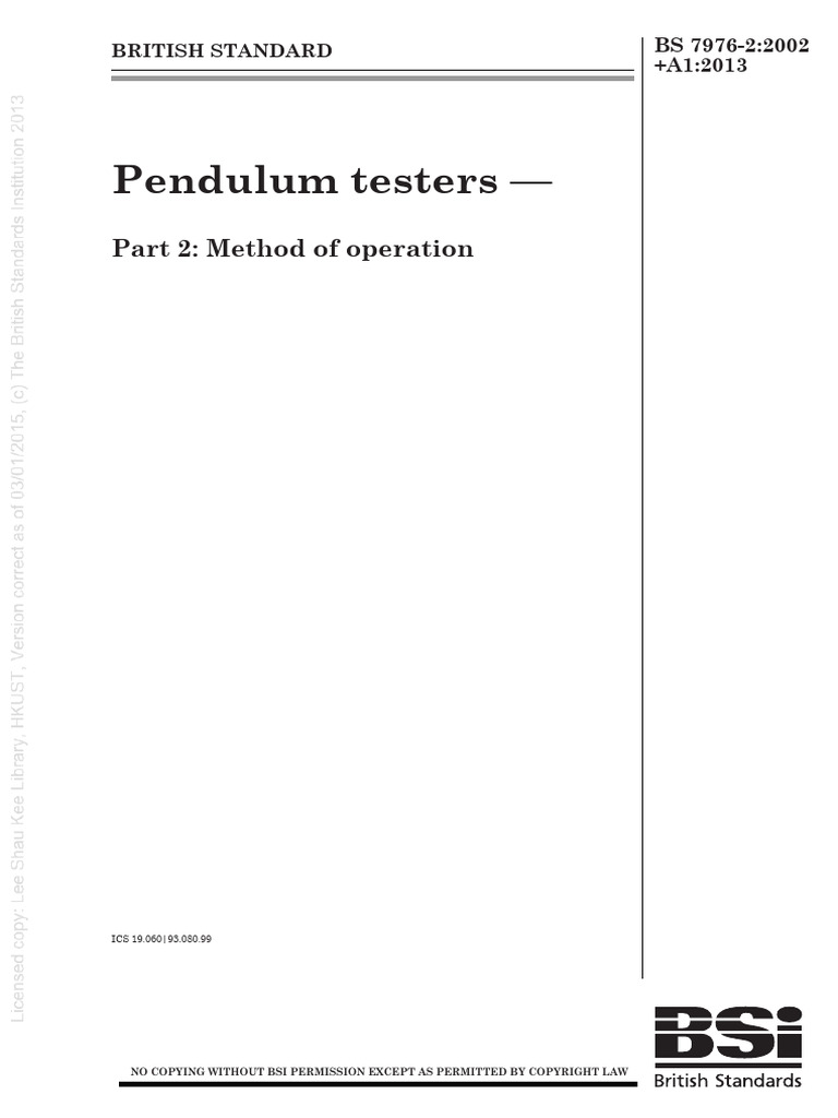 BS 7976-2:2002 Pendulum Test Method | PDF