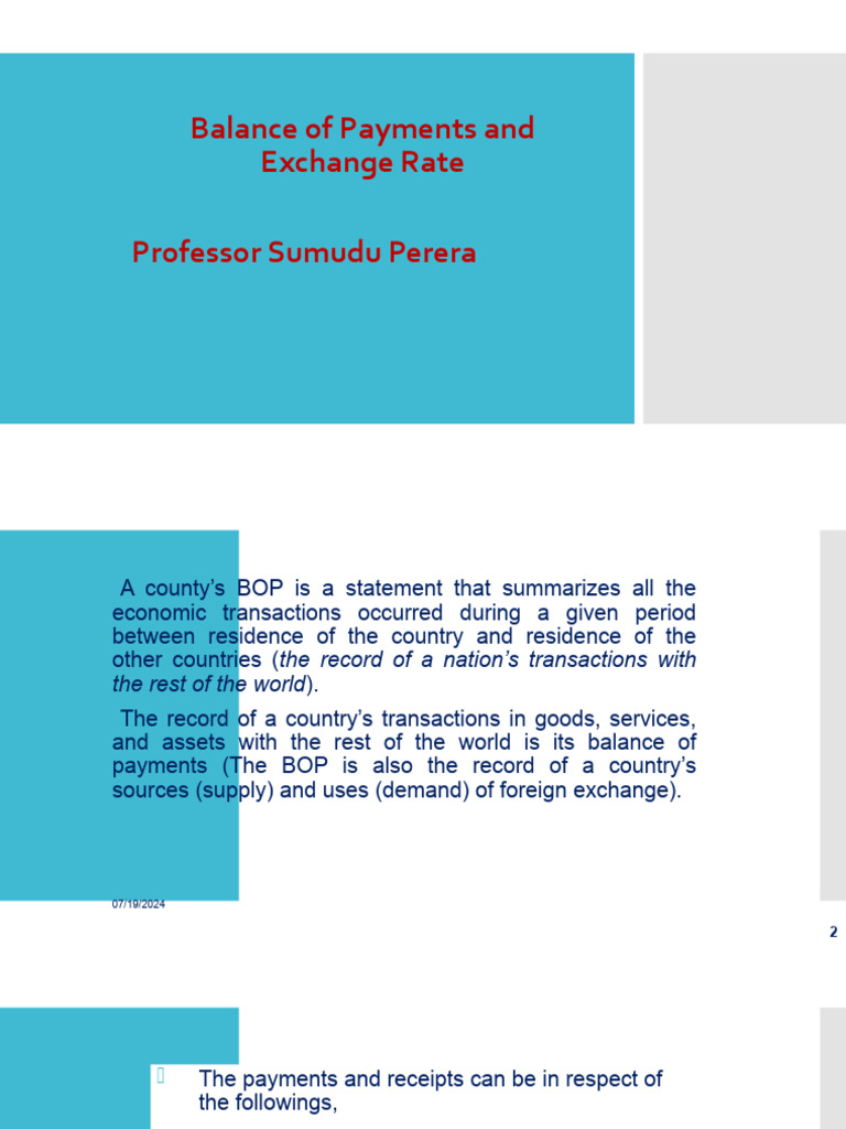 Balance of Payments and Exchange Rates Explained | PDF | Exchange Rate ...