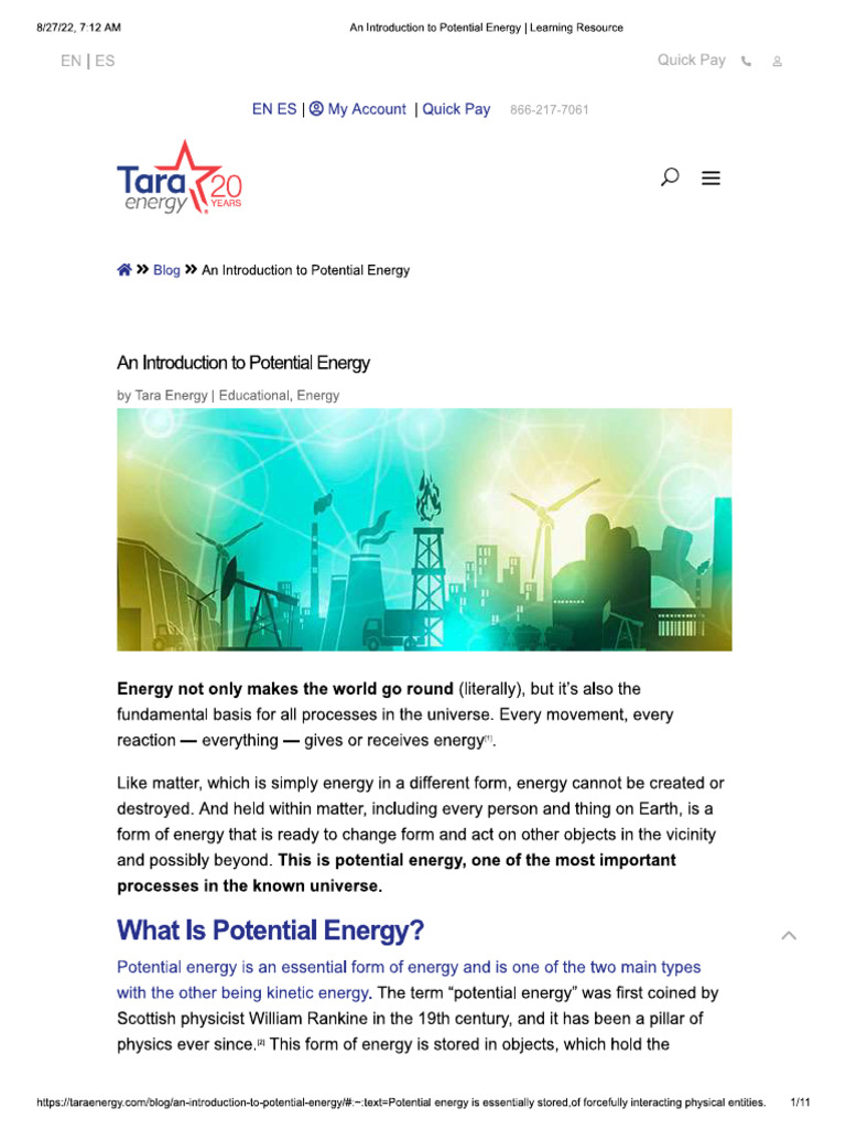 Potential Energy Pdf