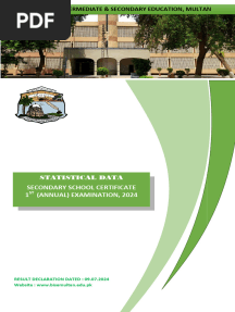 Statistical Data SSC 1ST Annual 2024 Bise Multan