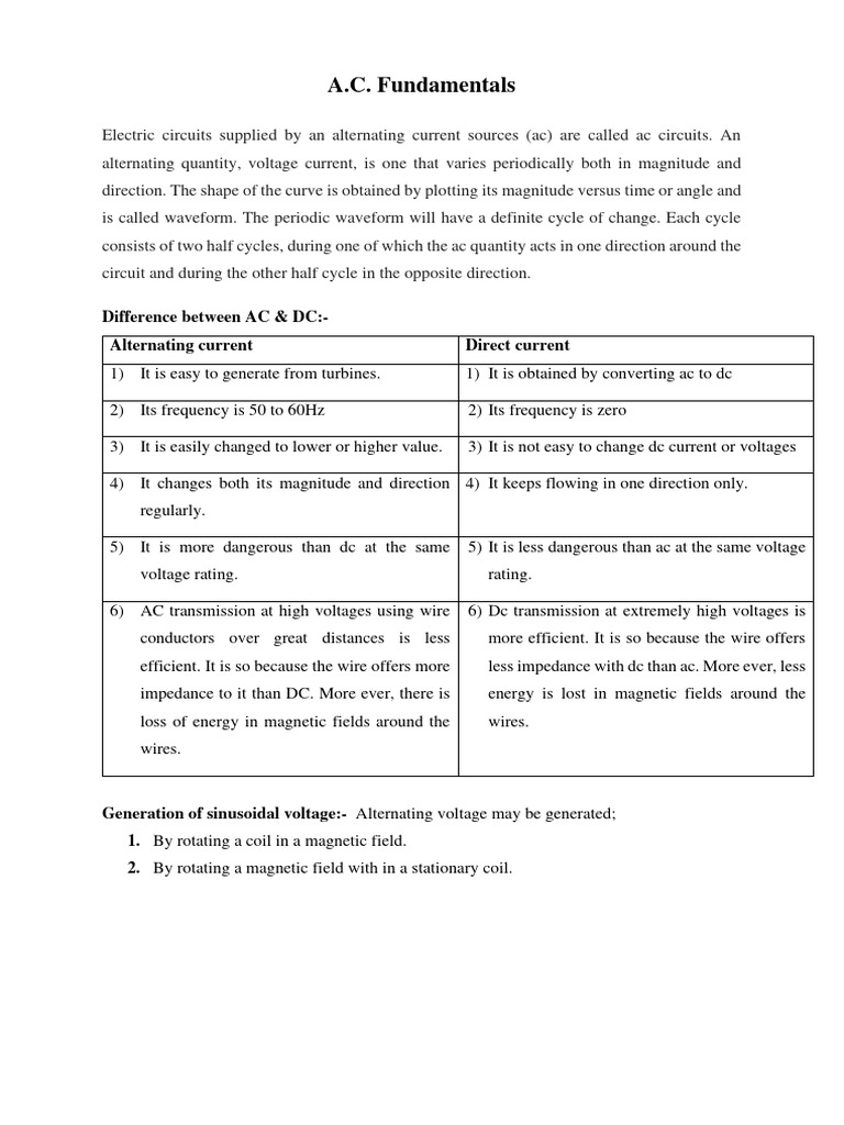 IEE Unit-3 | PDF | Alternating Current | Direct Current