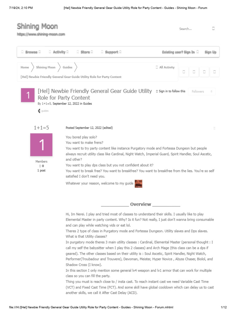 (Hel) Newbie Friendly General Gear Guide Utility Role For Party Content ...