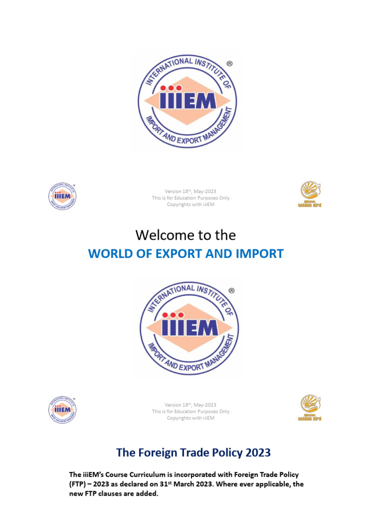 Export-Import Guide: FTP 2023 Insights | PDF | Exports | Pricing