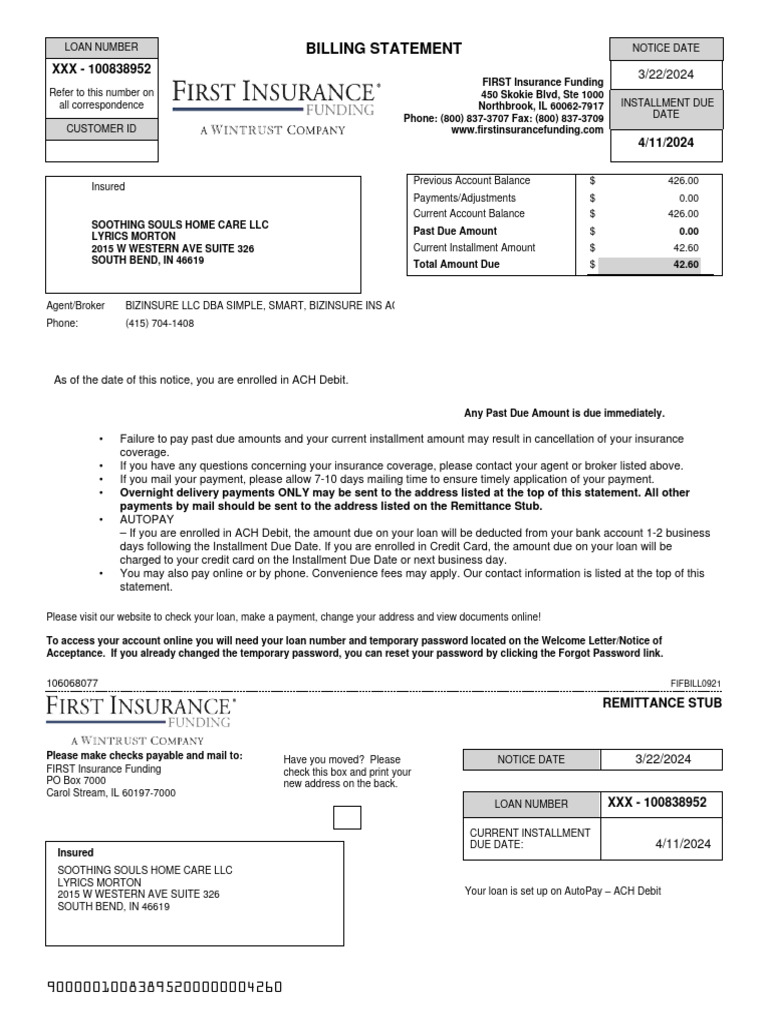 Current Insurance Installment Statement | PDF | Debit Card | Credit Card