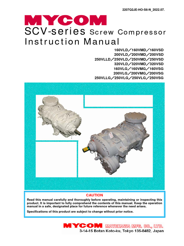 Mycom SCV-Series Compressor Manual | PDF | Technology & Engineering