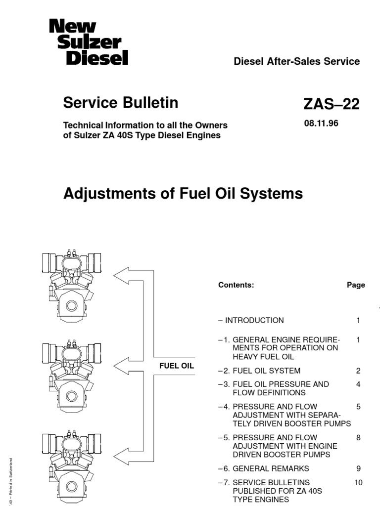 Fuel Oil System Adjustments for ZA40S | PDF | Pump | Valve