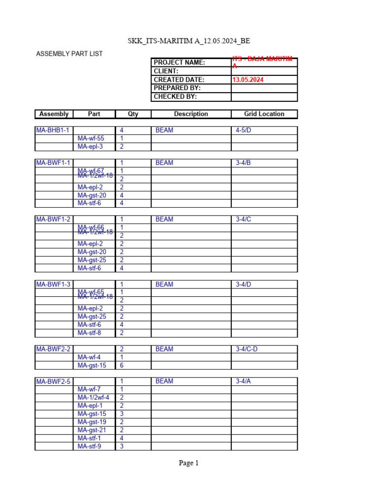 Srikandi STF Assembly Part List | PDF | Technology & Engineering