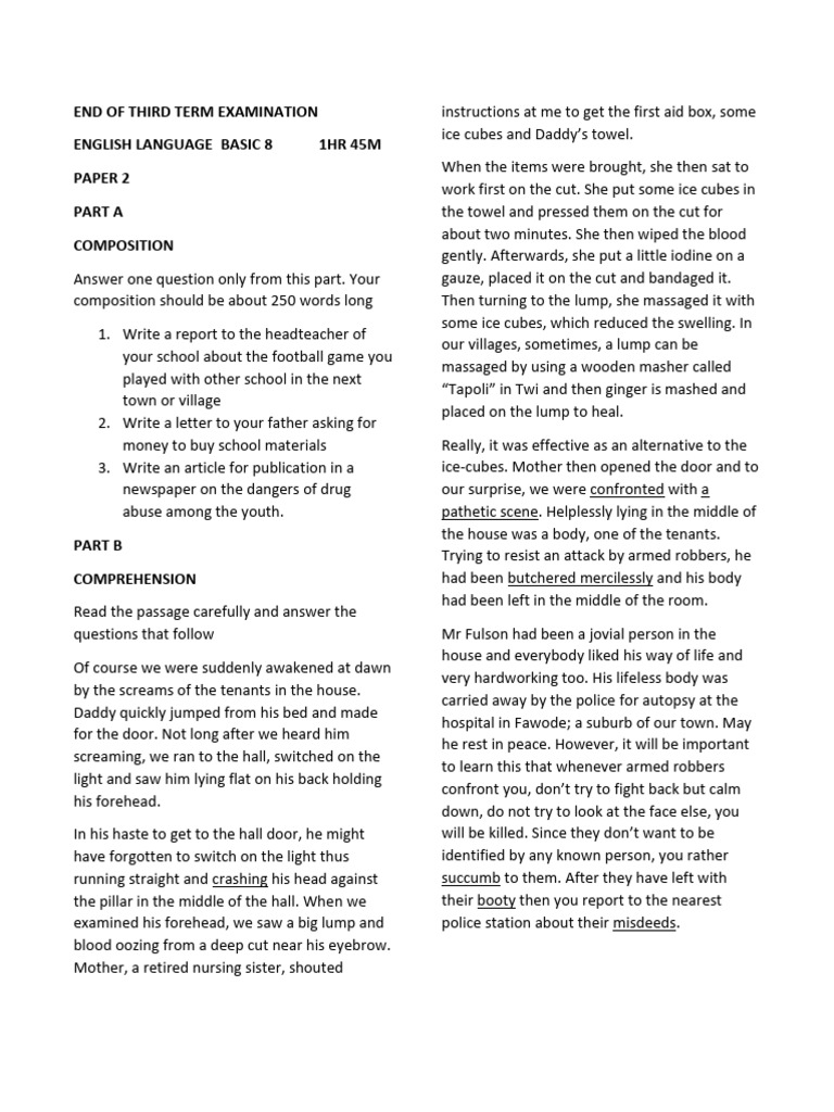 End of third english form 2 pdf