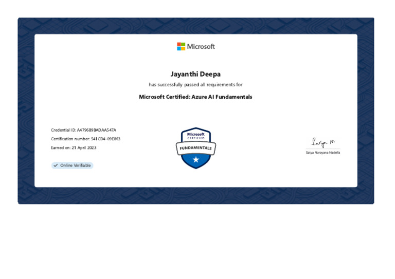 Certifications - Jayanthideepa-3857 - Microsoft Learn | PDF