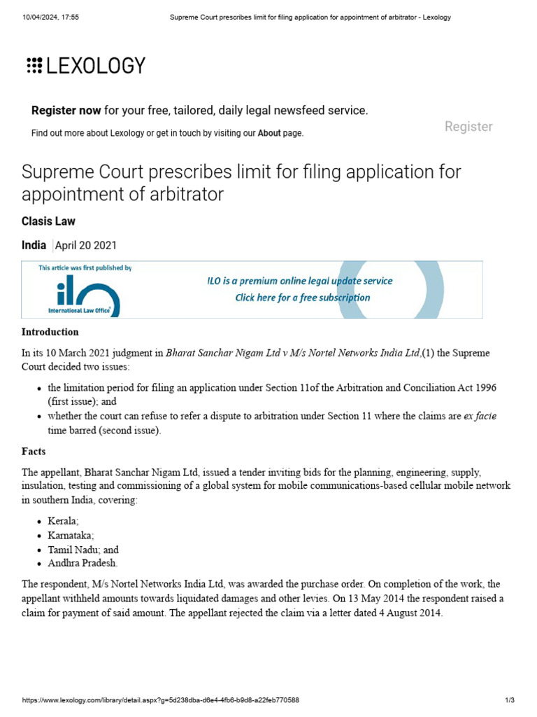 Supreme Court Sets Arbitration Filing Limits | PDF | Arbitration ...