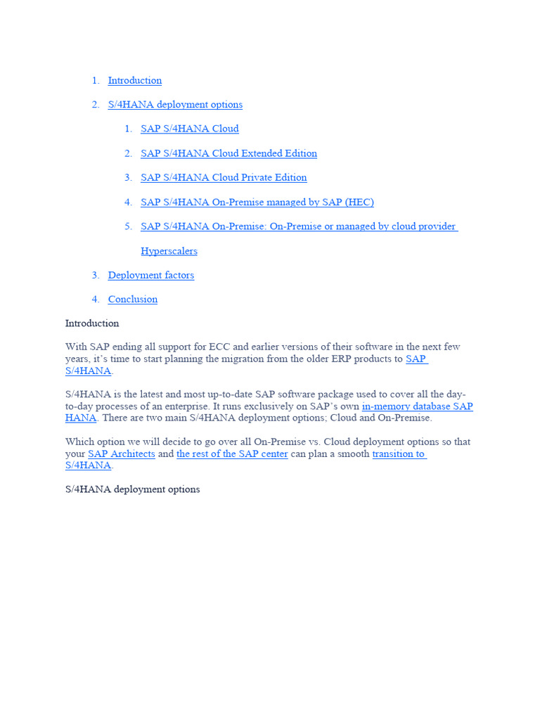 SAP S4 Hana Deployment - New | PDF | Cloud Computing | Software Development