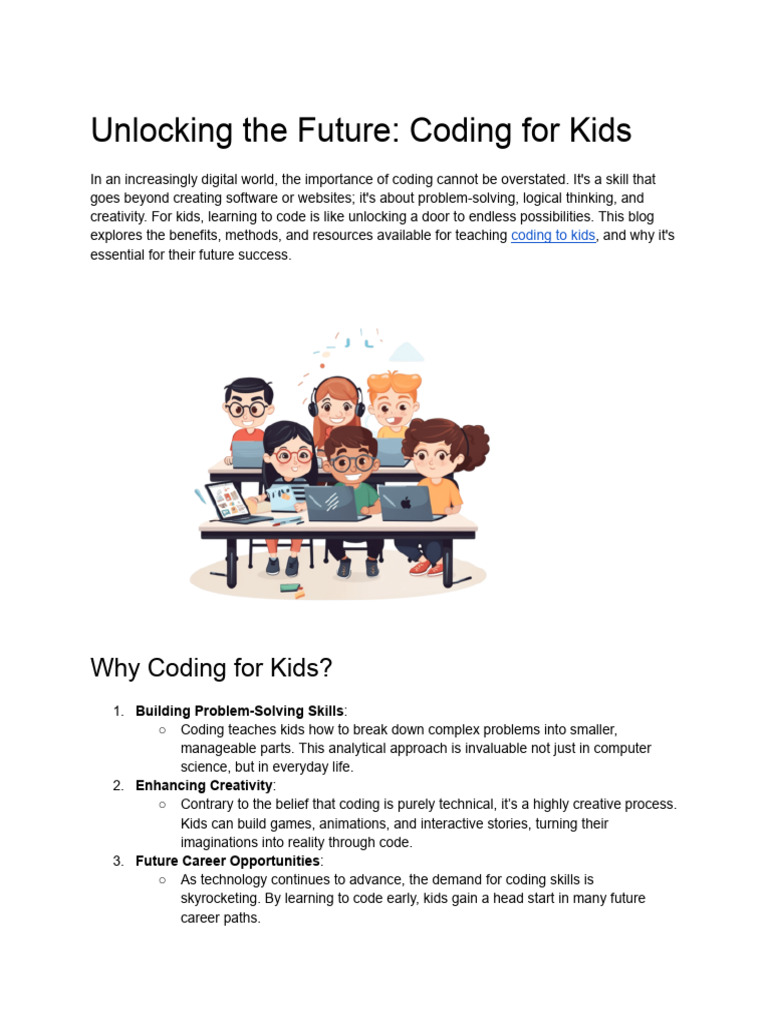 Coding Skills for Kids' Future Success | PDF | Creativity | Computer ...