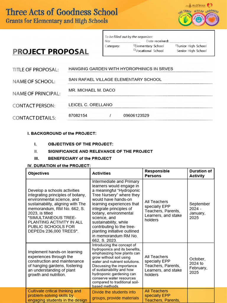 Project-Proposal-San Rafael Village Elementary School | PDF ...