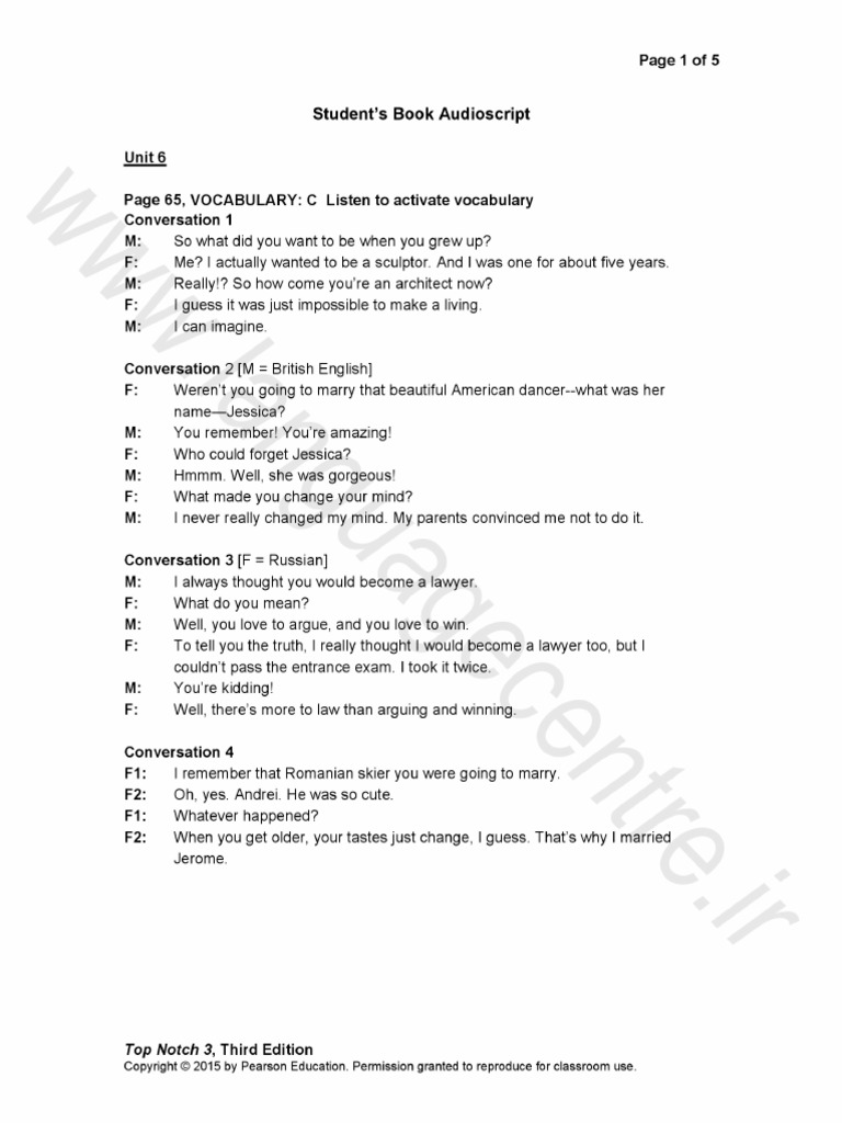 Top Notch 3b Script Third Edition | PDF