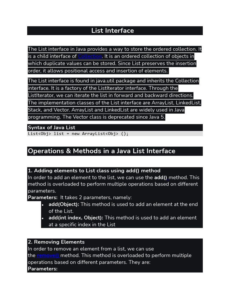 List Interface | Download Free PDF | Method (Computer Programming ...