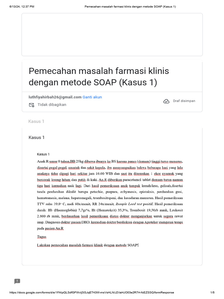 Kasus DBD dengan Metode SOAP Farmasi | PDF