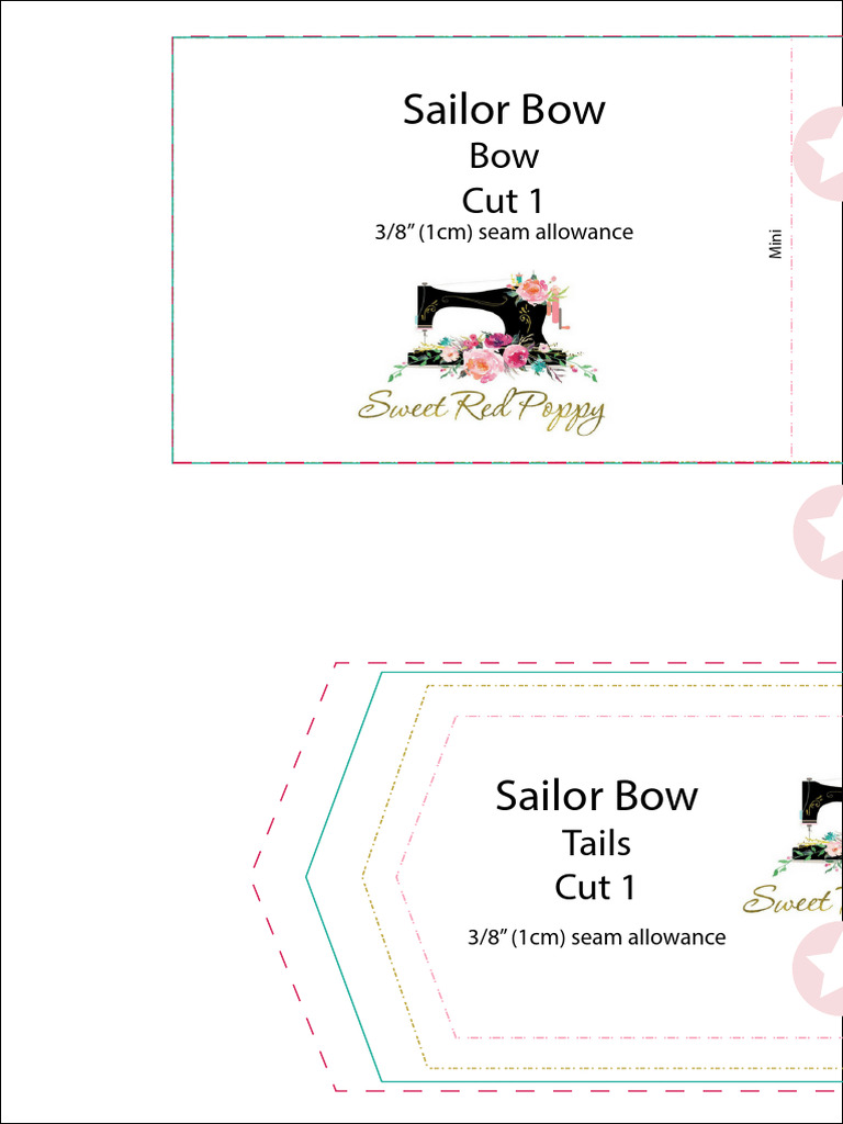 Sweet Red Poppy Sailor Bow | PDF