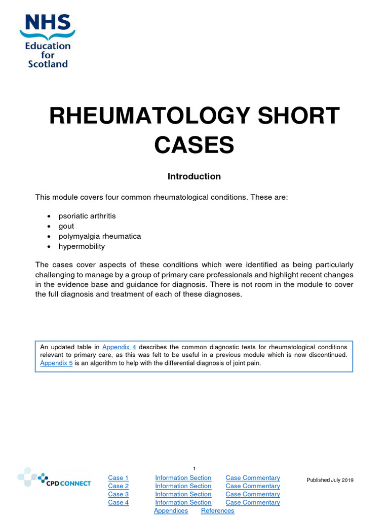 Rheumatology Case Studies for Primary Care | PDF