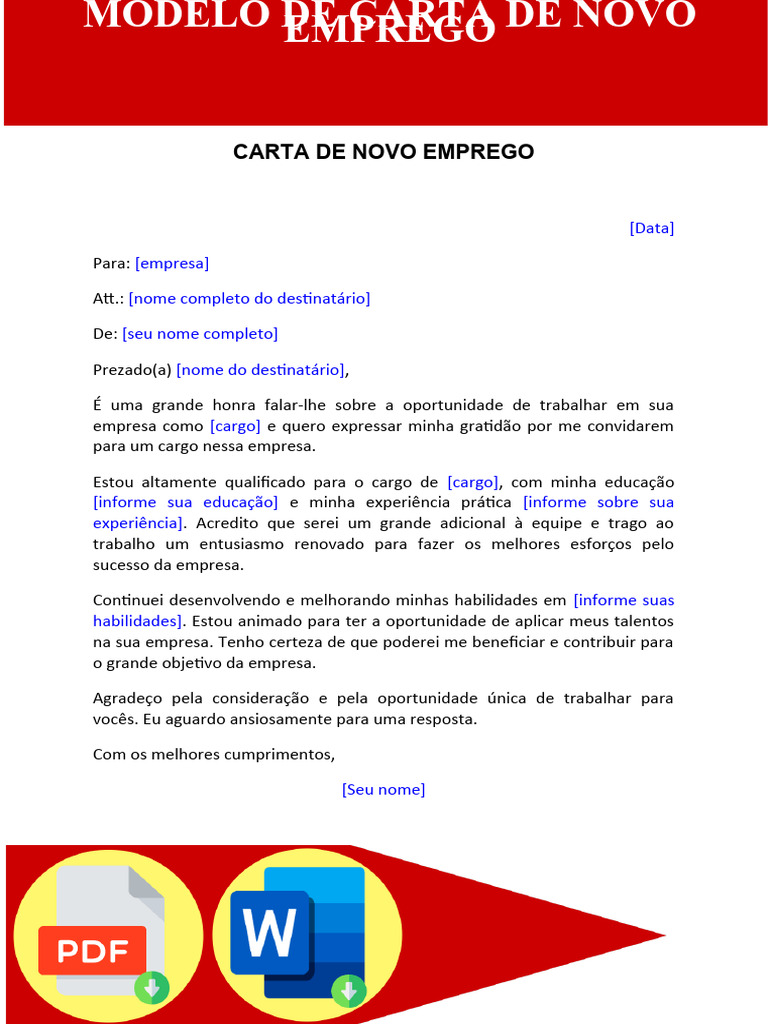 Modelo de Carta para Novo Emprego | PDF