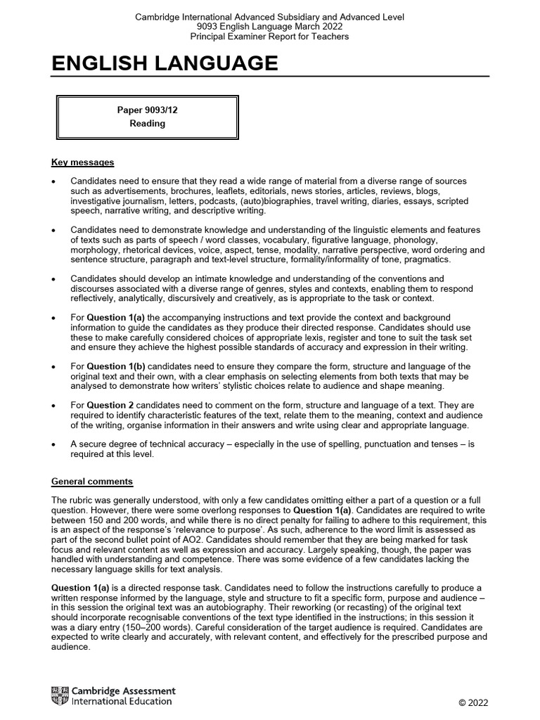 Cambridge 9093 English Language Report | PDF | Linguistics | Social Media