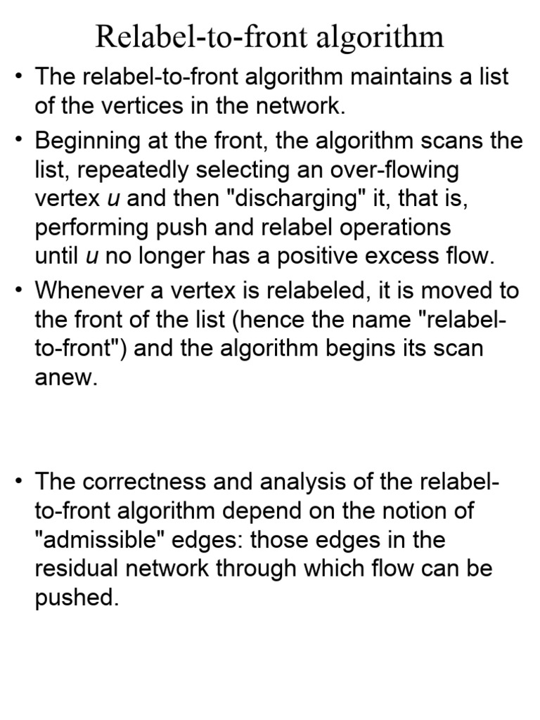 Relabel-to-Front Algorithm Explained | PDF | Algorithms And Data ...