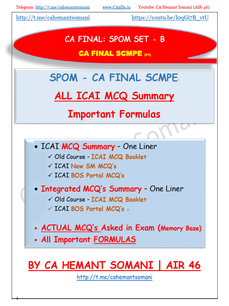SPOM Set B MCQ Booklet Overview | PDF | Supply Chain Management ...