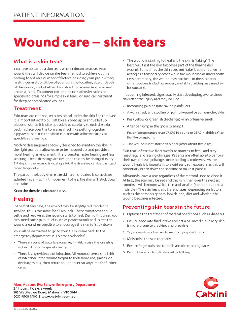 Woundcareskintears PDF Wound Emergency Department