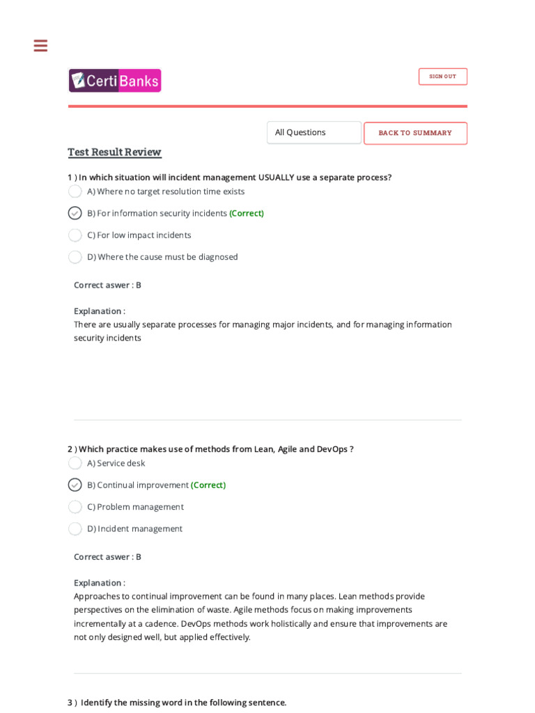 CertiBanks ITIL 4 Foundation Question Bank Practice Test 14 _span