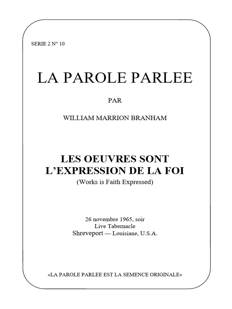 Œuvres et Foi : Message de Branham | PDF | Abraham | Saint-Pierre