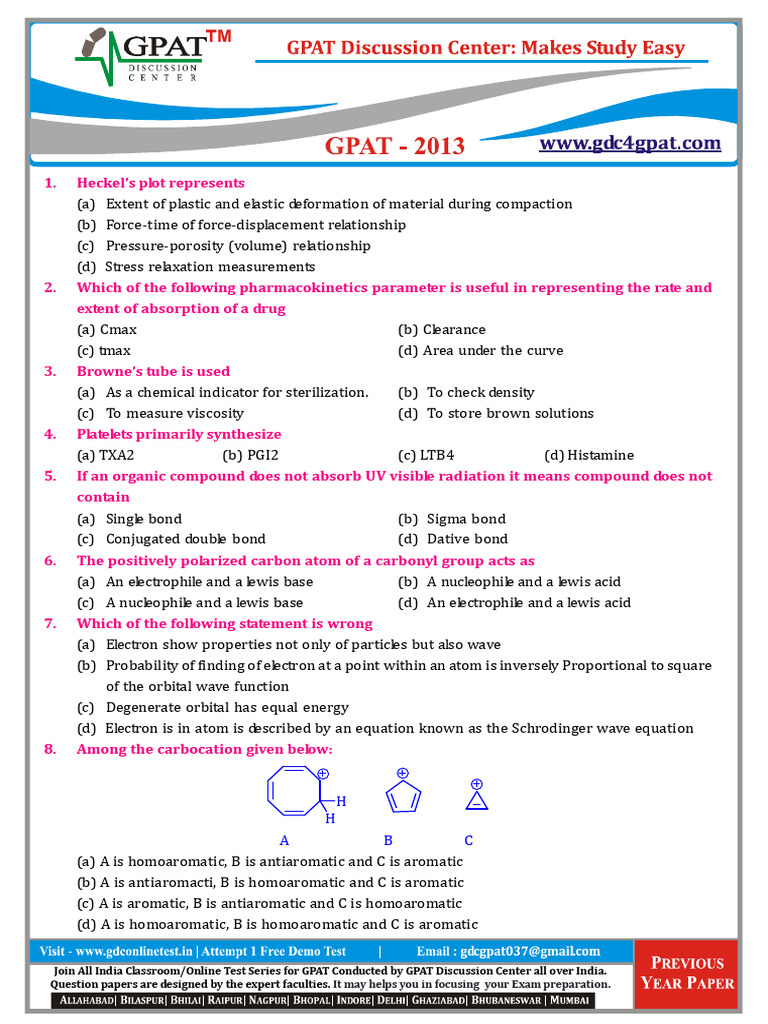 GPAT Test Series Overview and Insights | PDF | Electron | Chemical Bond