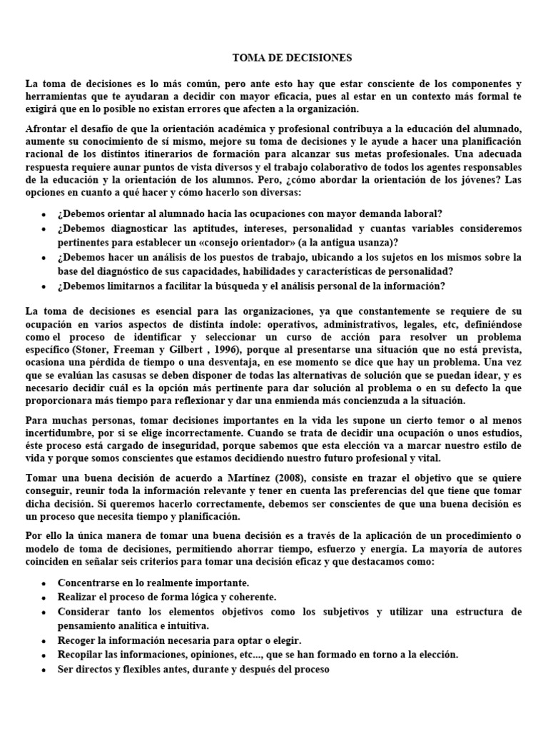 Estrategias para una Toma de Decisiones Efectiva | PDF | Toma de ...