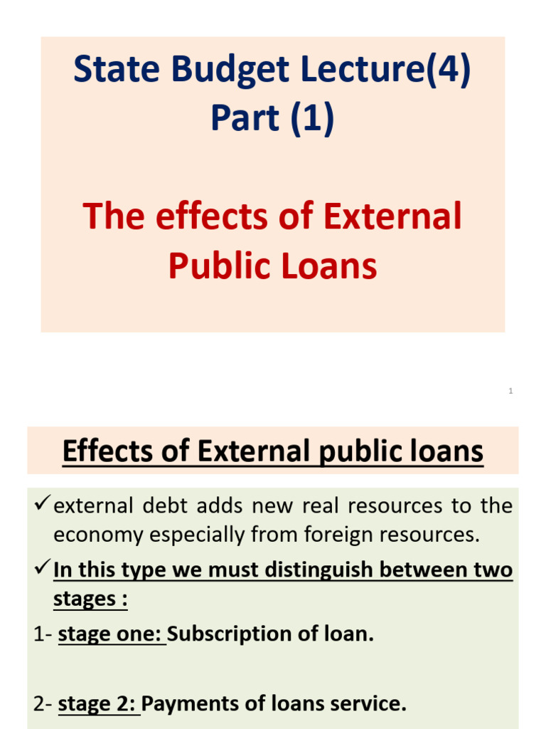 State Budget Lecture (4) Part (1) External Loans | PDF | Debt ...