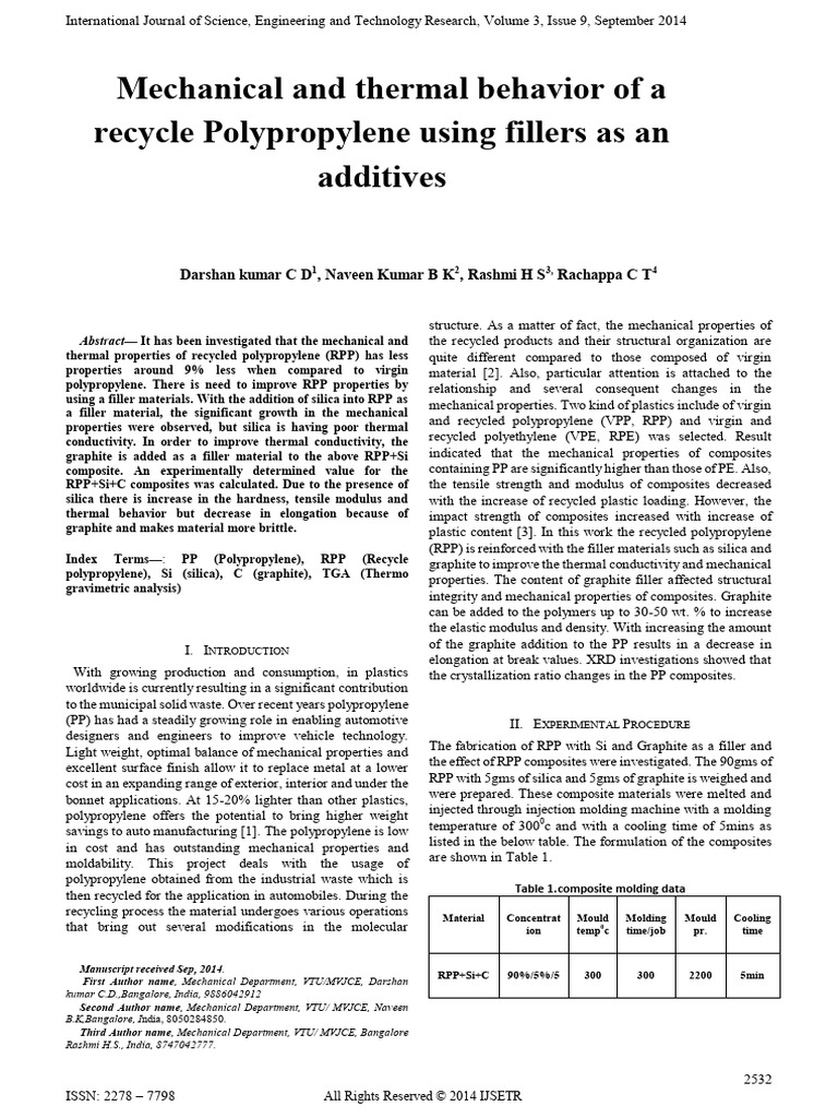 Mechanical and Thermal Behavior of A Recycle Polypropylene Using ...