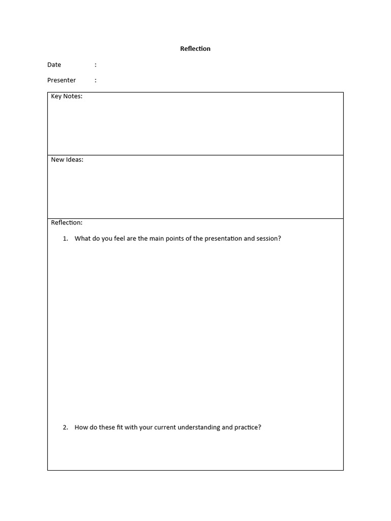 Presentation Reflection Template | PDF | Career & Growth | Self-Improvement