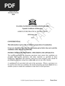 5272 Inst. Sch. Agriculture Practical Instructions UNEB Sample Paper New Curriculum 2024 Plus Scoring Guide