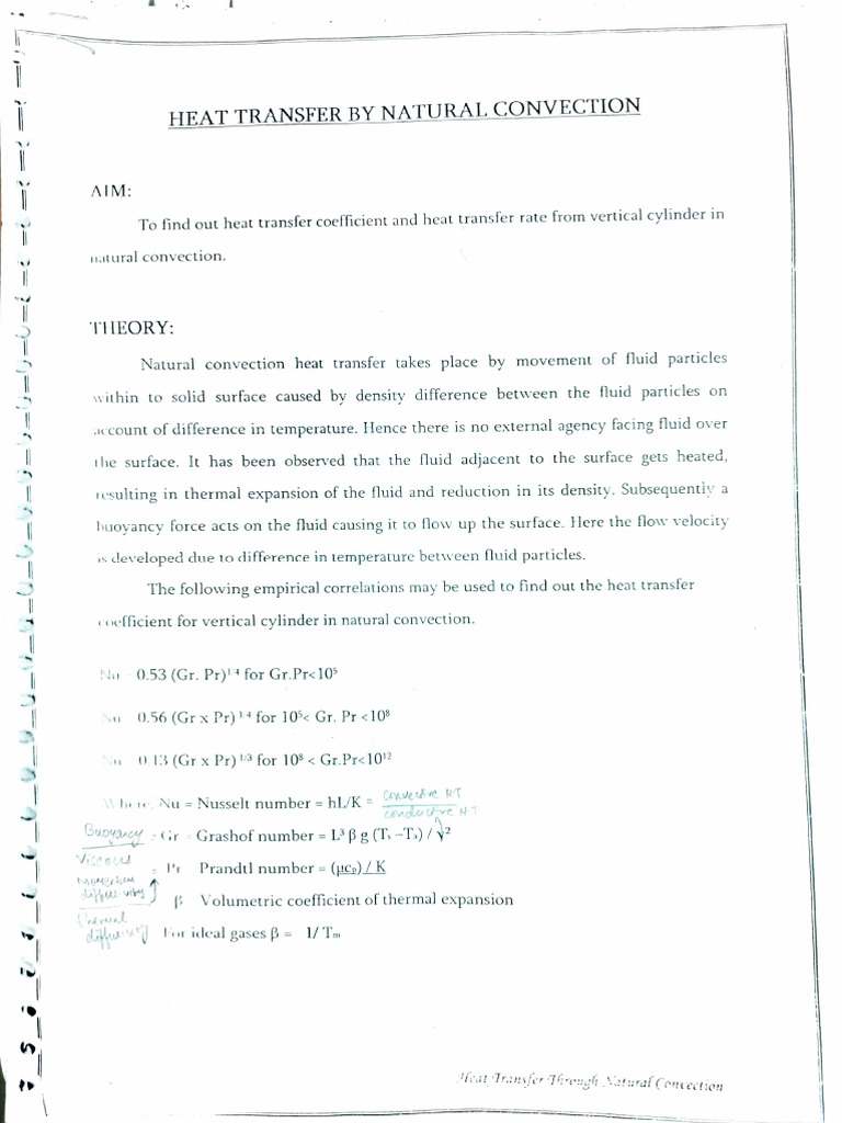Heat Transfer Coefficient in Natural Convection | PDF | Convection ...