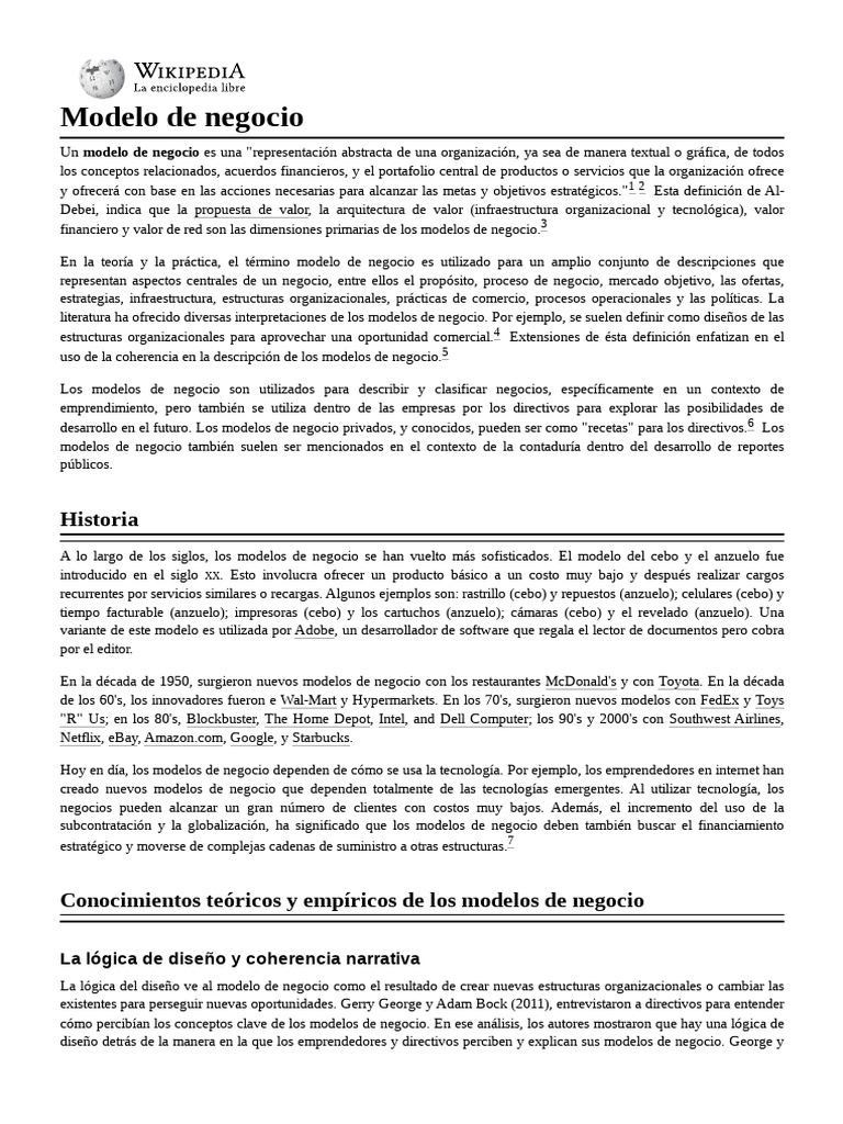 Modelos de Negocio: Definición y Tipos | PDF | Modelo de negocio ...