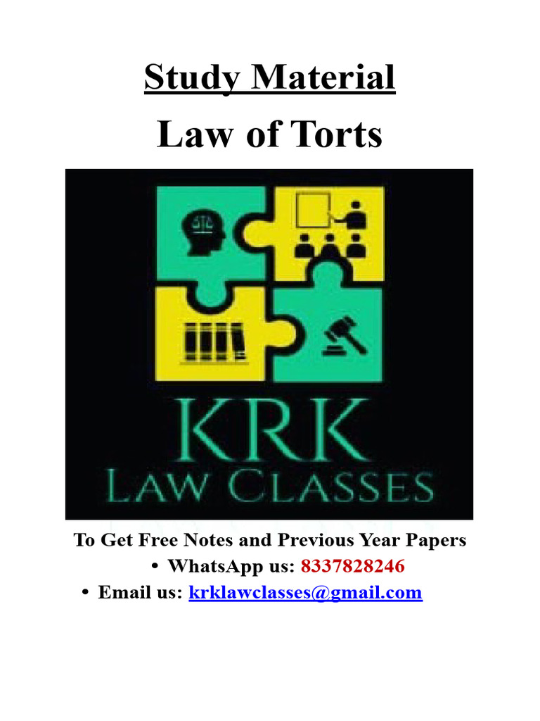 Study Material Law of Torts 9 | PDF | Defamation | Tort