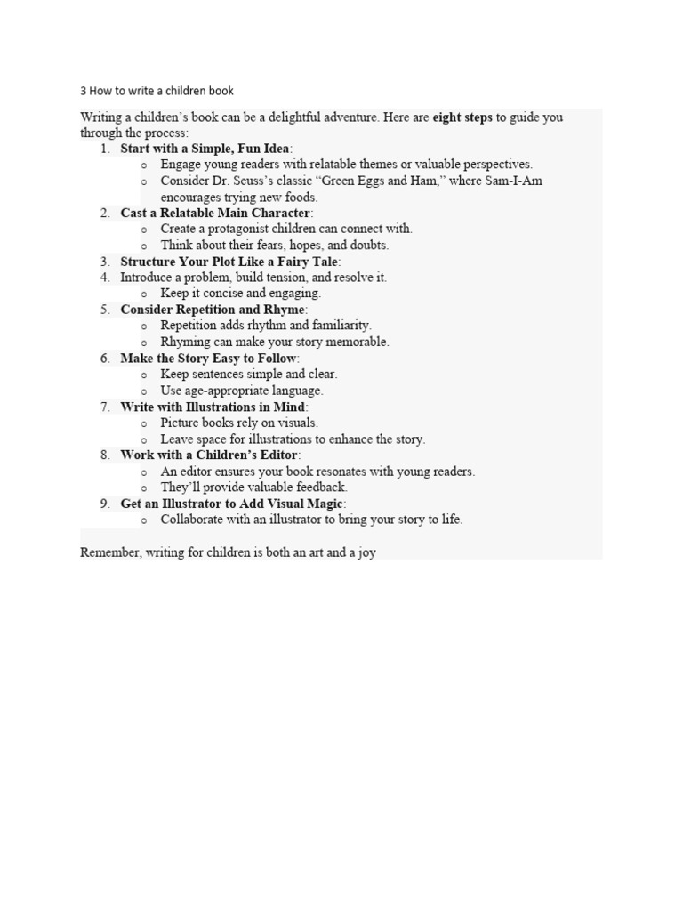 HOW TO WRITE A SIMPLE CHILDREN S BOOK intelligence overview