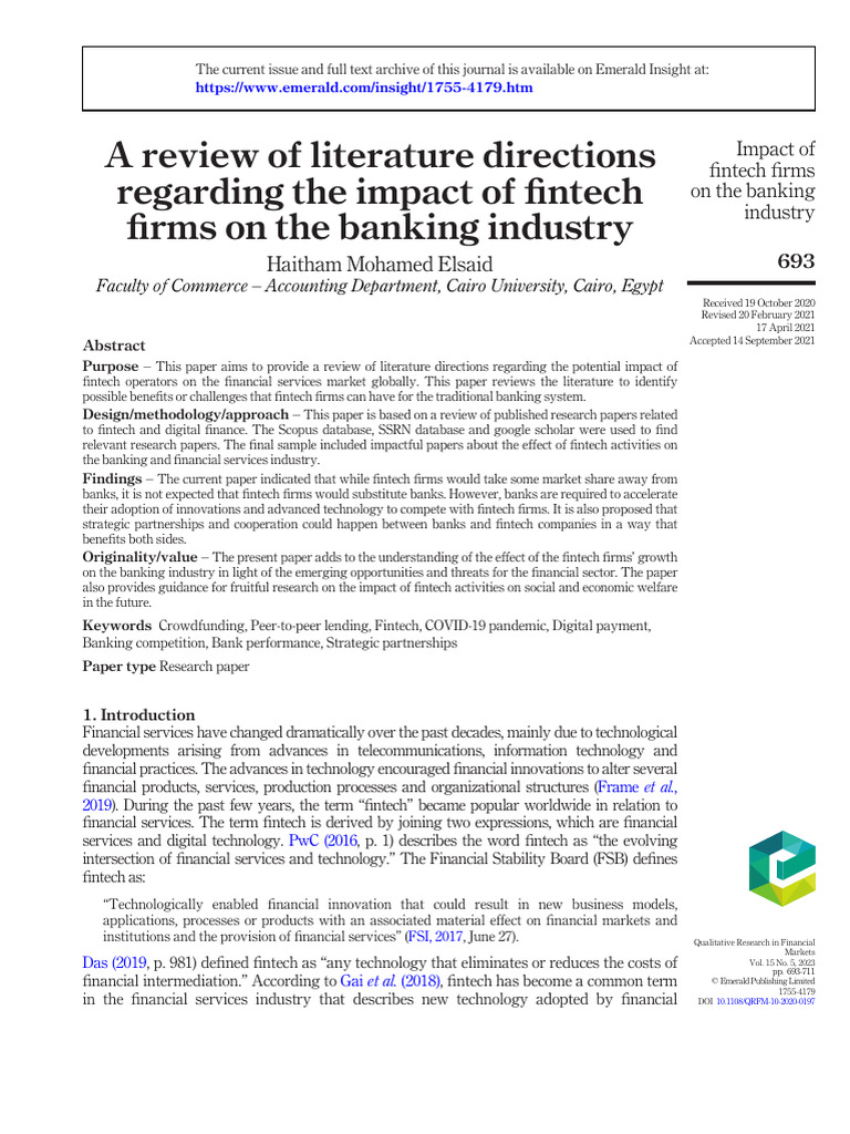Fintech's Impact on Banking Industry | PDF | Loans | Cryptocurrency
