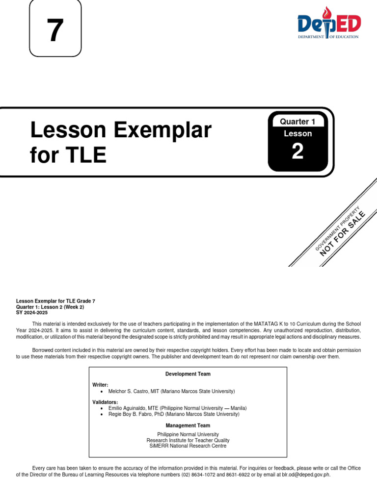 TLE Grade 7 Lesson Exemplar Week 2 | PDF | Educational Technology ...
