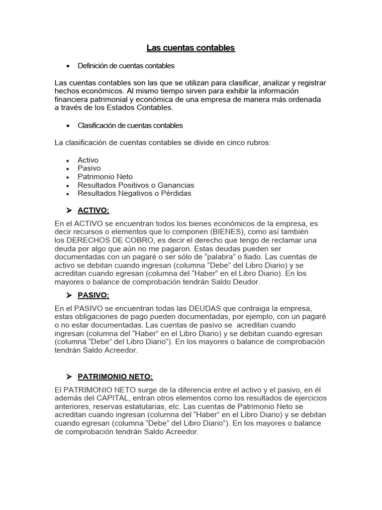 Cuentas Contables | PDF | Contabilidad | Hoja de balance